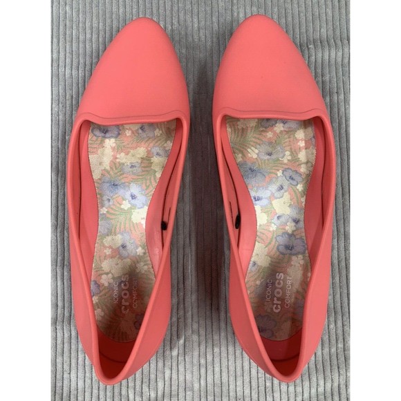 Crocs Eve Ballet Iconic Comfort Pointed Toe Flats Women's 6 Coral Pink  Shoes - Picture 12 of 15
